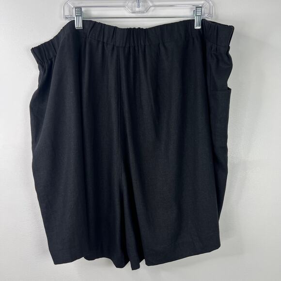 ELOQUII Elements Women's Minimalist Black Linen Button Front Shorts Plus Size 22 - Picture 4 of 16
